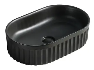 Pagano Oval - Sort Matt Bolleservant med riller i porselen