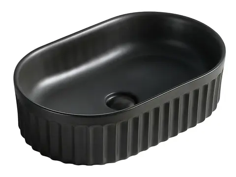 Pagano Oval - Sort Matt Bolleservant med riller i porselen