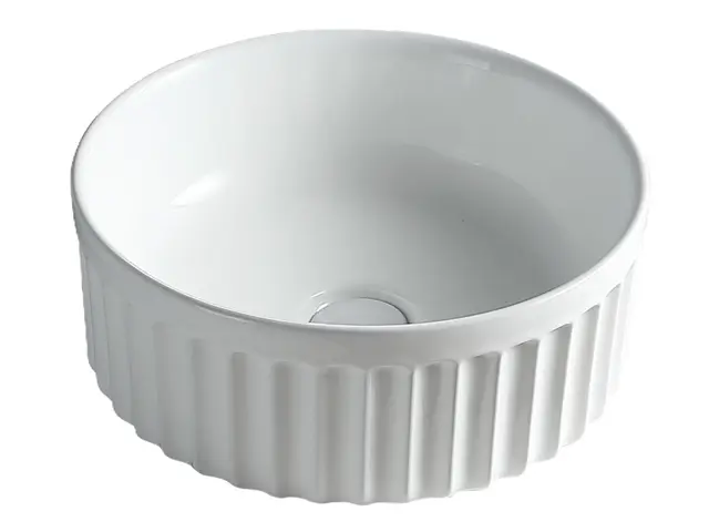 Pagano Rund - Hvit Matt Bolleservant med riller i porselen 