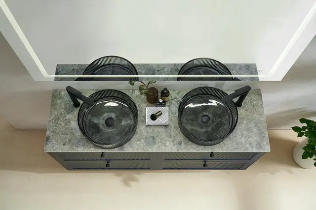 Romano - Sort Transparent Bolleservant i glass 