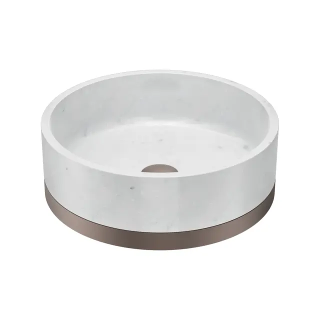 Terra Bianco - Hvit Marmorservant Bronse Matt - Base i rustfritt stål 