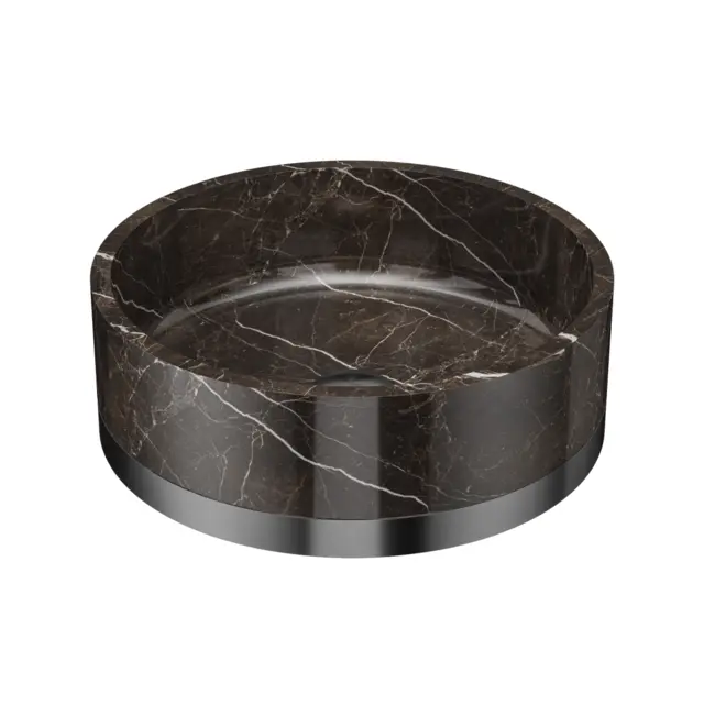 Terra Coffee - Brun Marmorservant Gunmetal - Base i rustfritt stål 