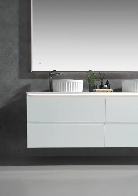 Bolsena - Gunmetal Høyt firkantet speil med duo sensor 