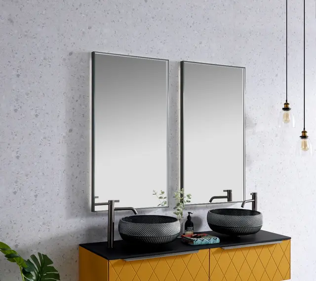 Cortina - Gunmetal Høyt speil med ramme, backlight og Ghost 