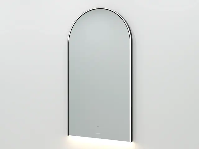 Frascati - Sort Børstet Høyt buet speil med underlys 