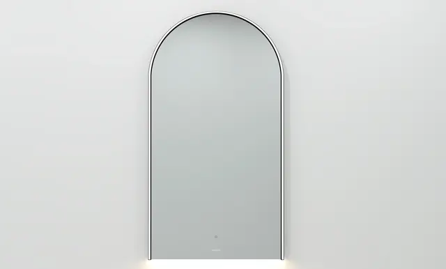 Frascati - Sort Børstet Høyt buet speil med underlys 