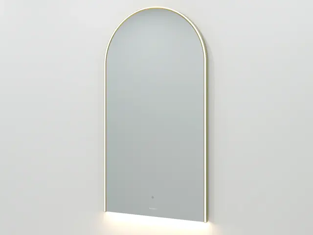 Frascati - Gull Børstet Høyt buet speil med underlys 