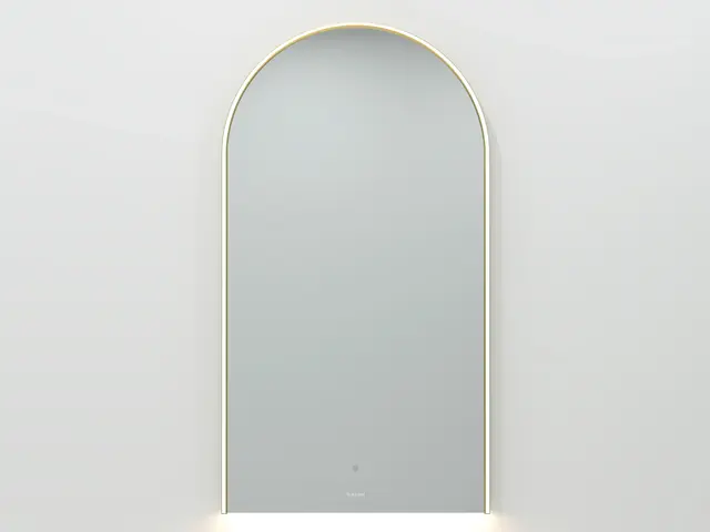 Frascati - Gull Børstet Høyt buet speil med underlys 