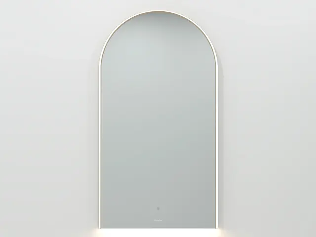 Frascati - Beige Matt Høyt buet speil med underlys 