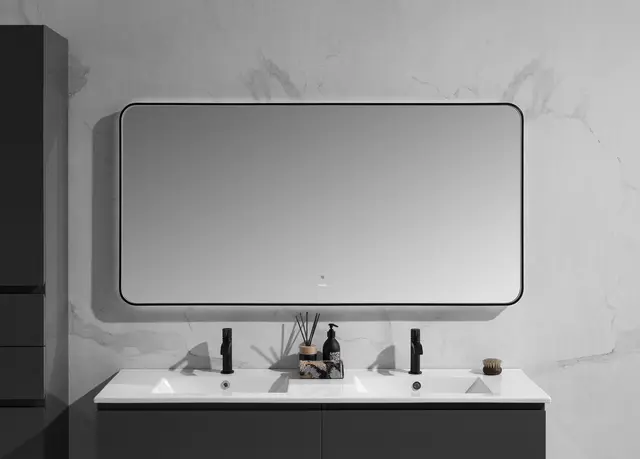 Maranello 150 - Sort Børstet Speil m/ramme, backlight og Ghost 