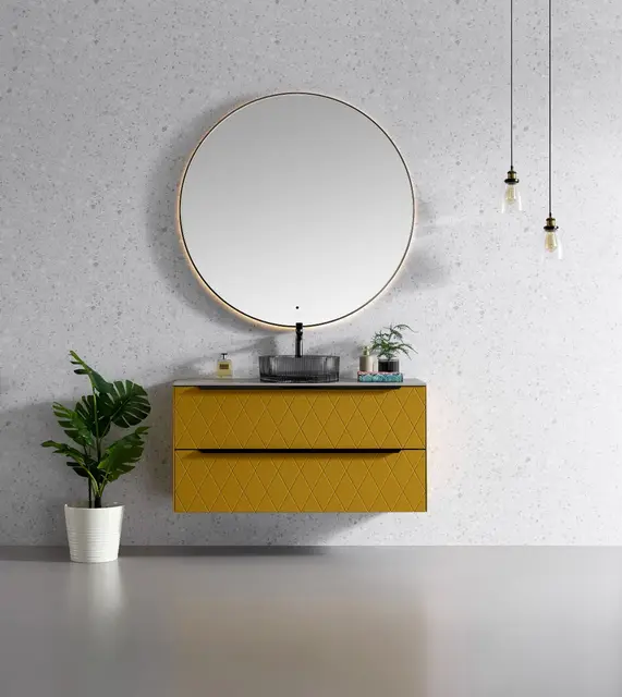 Minori 120 - Gunmetal Rundt speil med ramme og backlight 