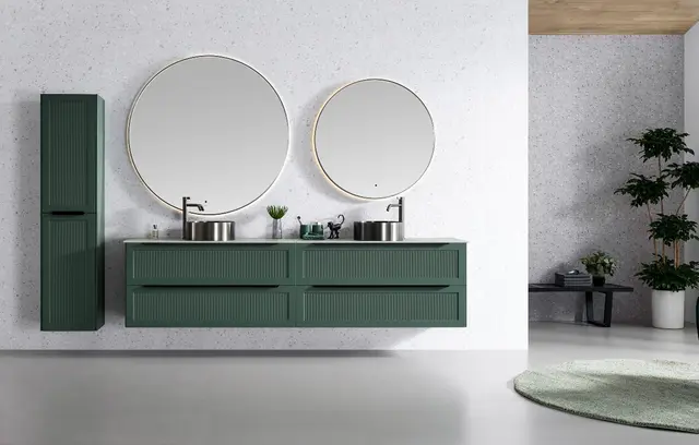 Minori 120 - Gunmetal Rundt speil med ramme og backlight 