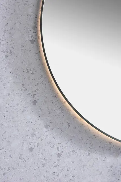 Minori 120 - Gunmetal Rundt speil med ramme og backlight 