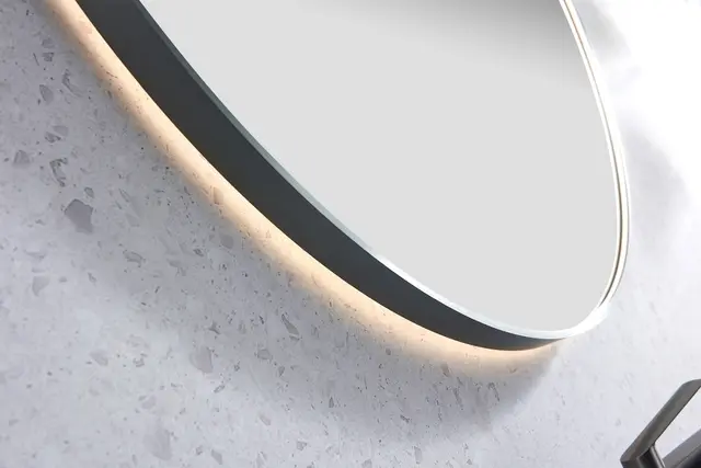 Minori 120 - Gunmetal Rundt speil med ramme og backlight 