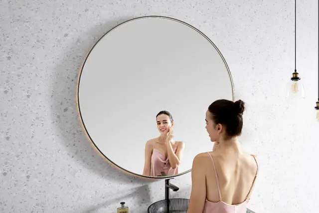 Minori - Gunmetal Rundt speil m/ ramme i 2 størrelser 