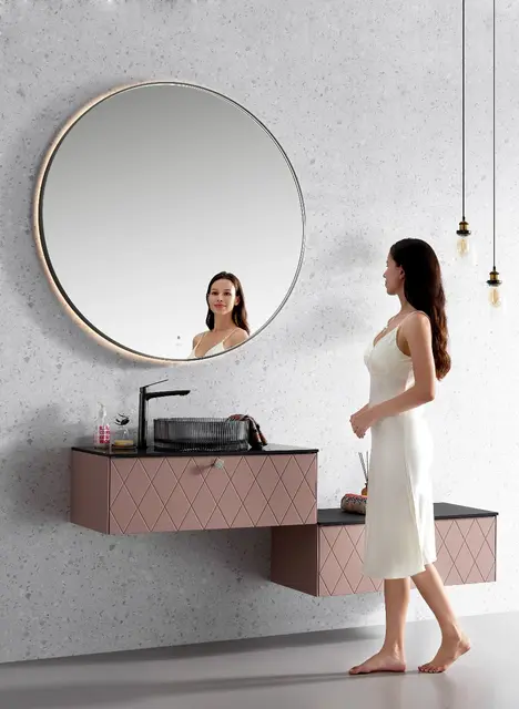 Minori - Gunmetal Rundt speil m/ ramme i 2 størrelser 