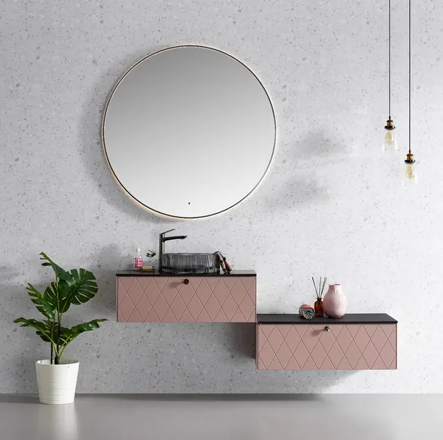 Minori - Gunmetal Rundt speil m/ ramme i 2 størrelser 