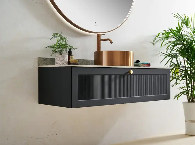 Minori 120 - Kobber Børstet Rundt speil med ramme og backlight 