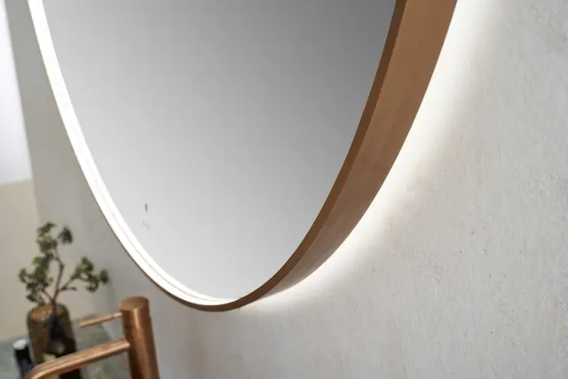 Minori 120 - Kobber Børstet Rundt speil med ramme og backlight 