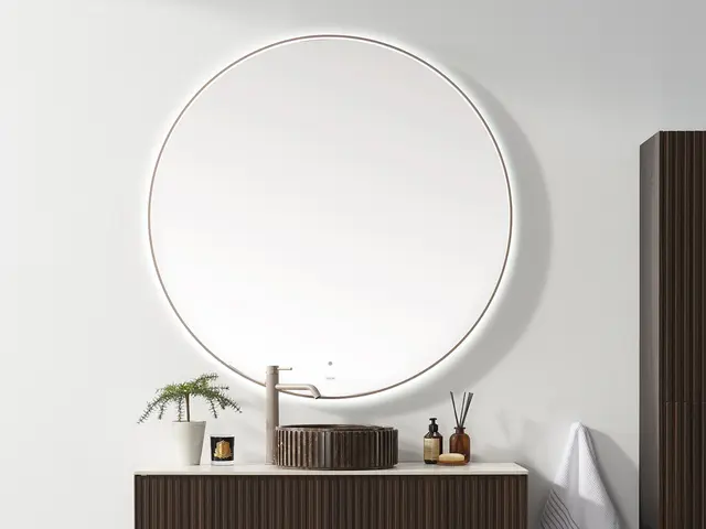 Minori - Beige Matt Rundt speil m/ ramme i 2 størrelser 