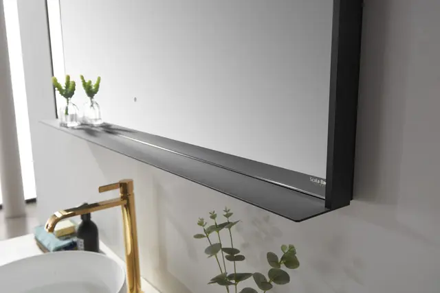 Portofino Designspeil m/hylle i Sort eller Gull 