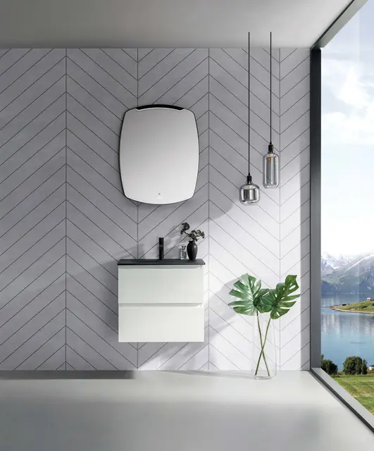 Ravenna Designspeil m/overlys og sort ramme 