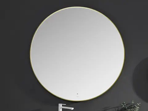 Treviso 90 - Gull Børstet Rundt speil m/ramme