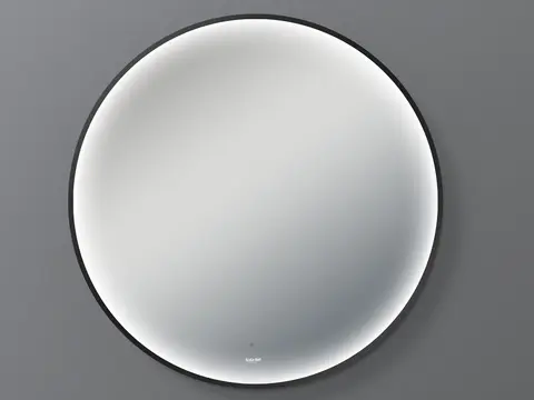 Treviso 90 - Sort Børstet Rundt speil m/ramme og Ghost