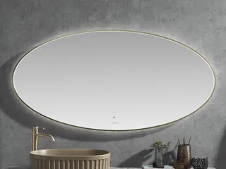 Tropea - Gull Børstet Ovalt speil med ramme og backlight