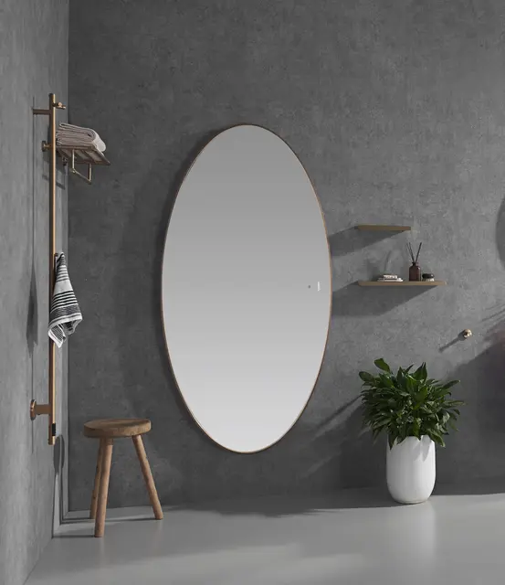 Tropea - Kobber Børstet Ovalt speil med ramme og backlight 