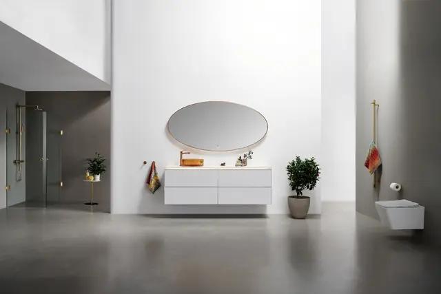 Tropea - Kobber Børstet Ovalt speil med ramme og backlight 