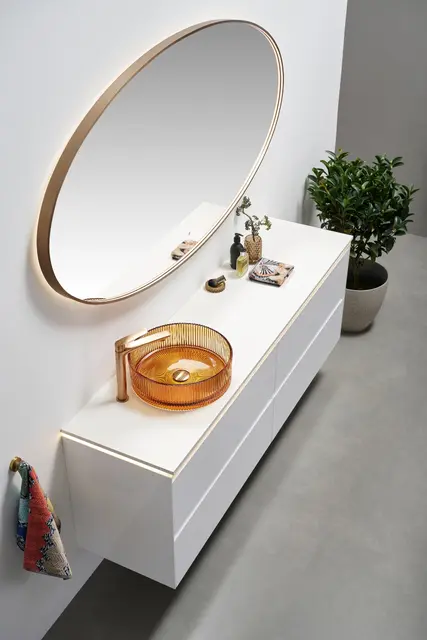 Tropea - Kobber Børstet Ovalt speil med ramme og backlight 