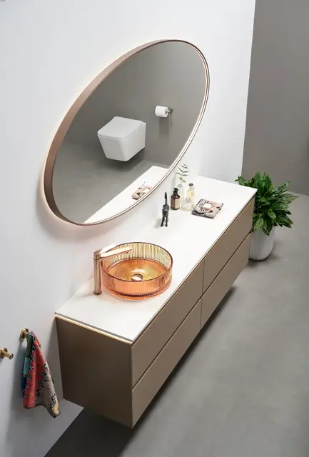 Tropea - Kobber Børstet Ovalt speil med ramme og backlight 