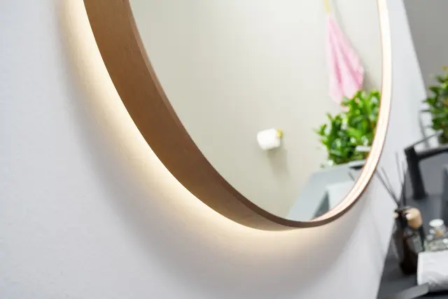 Tropea - Kobber Børstet Ovalt speil med ramme og backlight 