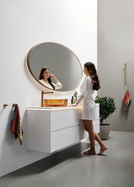 Tropea - Kobber Børstet Ovalt speil med ramme og backlight 