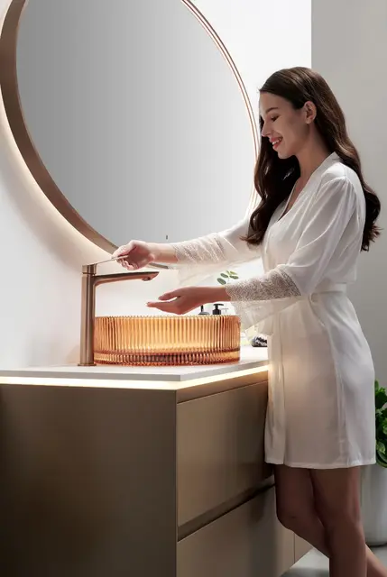 Tropea - Kobber Børstet Ovalt speil med ramme og backlight 