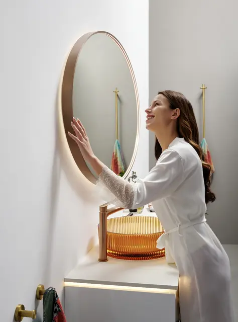 Tropea - Kobber Børstet Ovalt speil med ramme og backlight 