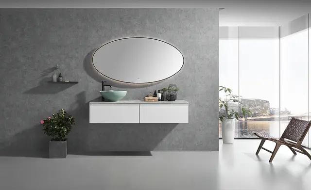 Tropea - Sort Børstet Ovalt speil med ramme og backlight 