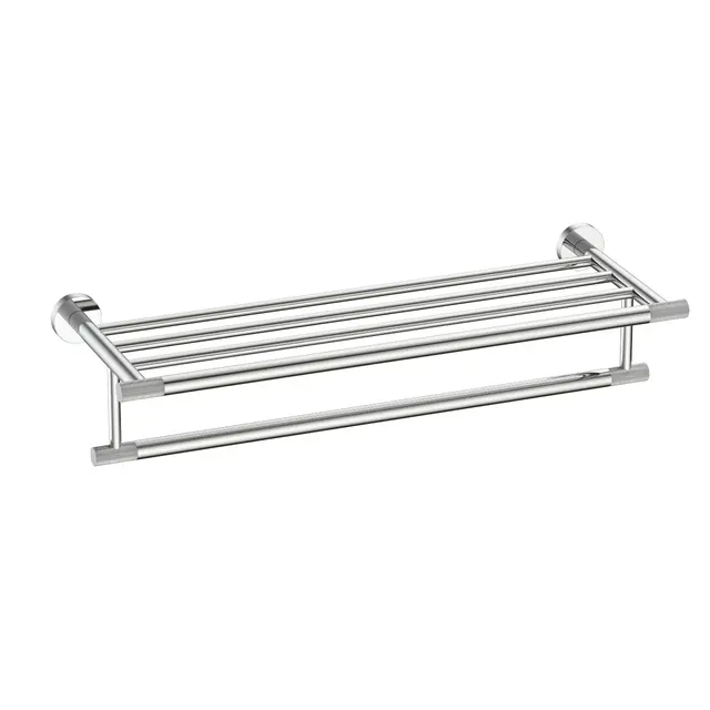 Santino Håndklehylle - Polert Stål Håndklehylle med håndklestang 